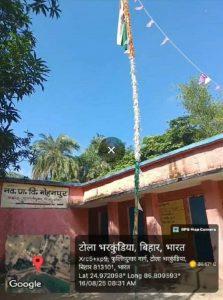 प्राथमिक विद्यालय मोहनपुर में रातभर फहरता रहा तिरंगा